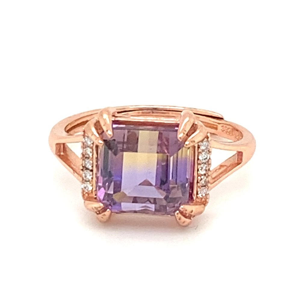 Ametrine 5.00ct Rose Gold Finish Solid 925 Sterling Silver Ring